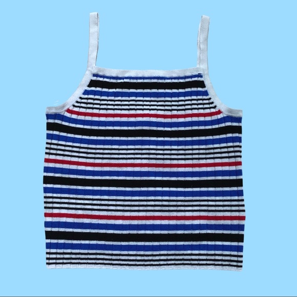 H&M Striped Multicolor Crop Tank Top size medium - Picture 1 of 2